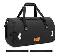OCKLILY - Bolsa seca para motocicleta, impermeable, bolsa de lona seca con tapa enrollable y bolsa de cola, bolsa de viaje para motocicleta con válvula de aire y bolsillo interior, Negro -, 30 L