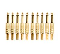 Ocobudbxw 10 Piezas Chapado en Oro de 6,35 mm Macho 1/4 Mono Jack Conector de Audio Soldadura
