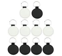 Ocobudbxw 10 Uds llaveros de Cuero corazón en Blanco Redondo Cuadrado MDF llaveros sublimación Transferencia de Calor llaveros Kit fabricación de Joyas