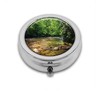 Oconaluftee River at Great Smoky Mountains National Park Custom Round SilverBox Pocket 2.1" - 3 compartimentosBox/Pastillero Pocket