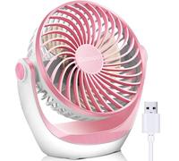 OCOOPA Ventilador de Mesa USB, Mini Portatil de Ventiladores silencioso, 3 Velocidades Pequeño potente ventoinha Escritorio, Rosa