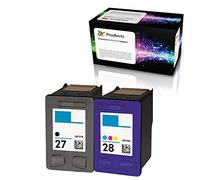 ocproducts rellenados HP 27 y Hp 28 Recambio de cartucho de tinta para HP DeskJet 3650, 3848, PSC 1310 1315 2200 2210 Officejet 5608 (1 negro, 1 color)