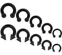 Ocptiy 6G 8G 12G 14G 16G Pendientes de oreja de tabique calibre calibre 316L, acero quirúrgico con rosca interna, joyería corporal para mujer, 10 mm, 12 mm, 14 mm, 16 mm, 6G (4mm), Metal, circonita