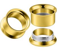 Ocptiy Calibre 12G-50mm para orejas, acero quirúrgico 316L, acabado espejo, doble acampanado, dilatadores de oreja huecos, para mujeres y hombres, plata, negro, oro, 1 par