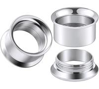 Ocptiy Calibre 12G-50mm para orejas, acero quirúrgico 316L, acabado espejo, doble acampanado, dilatadores de oreja huecos, para mujeres y hombres, plata, negro, oro, 1 par