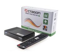 Octagon Spirit Pro Max 8K Android TV Box, WLAN WiFi de doble banda, control remoto Bluetooth, control por voz, HDR10+, HLG, 4 GB de RAM y 64 GB Flash, receptor IP de TV, Bluetooth 5.1, 4K UHD