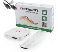Octagon Spirit White 4K UHD Android TV 11 IP Media Streaming Box, HDR 10+, 5G WLAN, Mando a Distancia BT, Arm Mali G31 450, Amlogic S905Y4, 32GB Flash, 2GB RAM, Cable HDMI HTS e-com