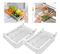 OctBird Cajón de Almacenamiento para Frigorífico 30,5x20x9,5 cm 2 Pzs Cajón Deslizante Frigorífico Contenedor de Almacenamiento Frigorífico con Asa, Caja Aalmacenamiento Transparente para Frigorífico