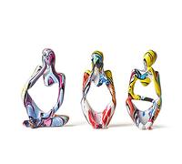 Octdays 3 estatuas Coloridas de Pensador de Graffiti para decoración del hogar, Escultura Abstracta Moderna, Figuras coleccionables de Resina para Sala de Estar, Oficina, Escritorio, estantería