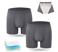 Octipa ultraabsorbentes para incontinencia para hombre, calzoncillos bóxer para hombre con almohadilla absorbente móvil, capacidad para absorber 200 ml de orina (2*Gray, Large)