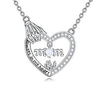 October Birthstone Necklace - Silver Heart Opal Necklace for Women - Always in My Heart - Blue/White Opal Jewelry Gifts for Women, Teens, Girls, Wife, Mom Birthday