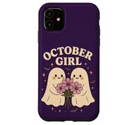 October Girl Cosmos Flower Cute Ghost Halloween Cumpleaños Carcasa para iPhone 11
