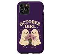 October Girl Cosmos Flower Cute Ghost Halloween Cumpleaños Carcasa para iPhone 11 Pro