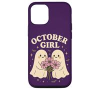 October Girl Cosmos Flower Cute Ghost Halloween Cumpleaños Carcasa para iPhone 12/12 Pro