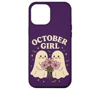 October Girl Cosmos Flower Cute Ghost Halloween Cumpleaños Carcasa para iPhone 12 Pro MAX
