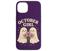 October Girl Cosmos Flower Cute Ghost Halloween Cumpleaños Carcasa para iPhone 13