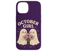 October Girl Cosmos Flower Cute Ghost Halloween Cumpleaños Carcasa para iPhone 14