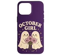 October Girl Cosmos Flower Cute Ghost Halloween Cumpleaños Carcasa para iPhone 16 Pro MAX