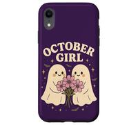 October Girl Cosmos Flower Cute Ghost Halloween Cumpleaños Carcasa para iPhone XR