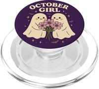 October Girl Cosmos Flower Cute Ghost Halloween Cumpleaños PopSockets PopGrip para MagSafe