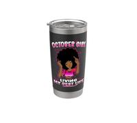 October Girl Living My Best Life Womens Funny Birthday Vaso térmico de acero inoxidable de doble pared