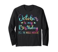 October is My Birthday Whole Month Hombres Mujeres Niños Tie Dye Manga Larga