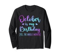 October is My Birthday Whole Month Hombres Mujeres Niños Tie Dye Manga Larga