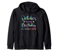 October is My Birthday Whole Month Hombres Mujeres Niños Tie Dye Sudadera con Capucha