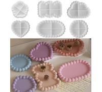 Octonyluck 6 Pcs Moldes de Silicona para Posavasos de Bandeja, Moldes Resina Epoxi para Bricolaje, Moldes de Resina Epoxi con Lindos Bordes Burbujas, Moldes de Silicona para Hacer Manualidades Resina