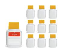 Octopus 10 Botellas de plástico 50 ml, Botellas de plástico de HDPE con Amarillo Tapones de Rosca, Botellas vacías con Tapas de Amarillo Rosca, Botellas rectangulares con 10 Etiquetas para marcar