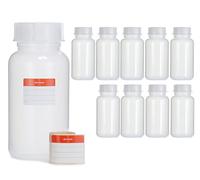 Octopus 10x 1000 ml botellas de cuello ancho de PEBD con tapa de rosca, botellas vacías de 1 litro de productos químicos, botellas de laboratorio con tapa como contenedor de almacenamiento