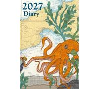 Octopus at Penzance Cornwall A6 2027 pocket diary daily planner journal - coastal nautical designs sewn onto old sea charts maps | Week to view