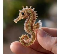 Octopus Bead Embroidery Kit, Beginner-Friendly Sea Creature Beaded Embroidery Kits with Full-Color Instruction Sheet, DIY Animals Three-Dimensional Beadwork Craft Kit for Craft Lover (Seahorse)