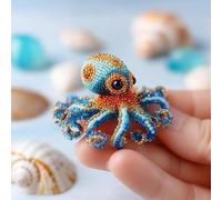 Octopus Bead Embroidery Kit, Beginner-Friendly Sea Creature Beaded Embroidery Kits with Full-Color Instruction Sheet, DIY Animals Three-Dimensional Beadwork Craft Kit for Craft Lover (Octopus A)