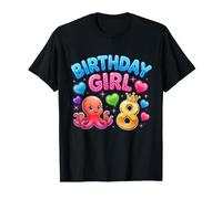 Octopus Birthday Girl 8 with Heart 8th Birthday Girls Camiseta