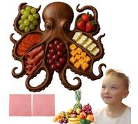 Octopus Charcuterie Platter, Ocean Themed Cheese Bread Board, Kraken Design Wood Serving Tray,Novelty Unique Serving Tray Board for Cheese Meats Fruit, Novelty Gift for Seafood Lovers(11 inch) (A)