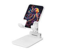 Octopus Colorful Dots Swirls Fantasy Art - Soporte plegable para teléfono celular, ángulo ajustable, altura de escritorio, portátil, compatible con todos los teléfonos inteligentes, estilo blanco