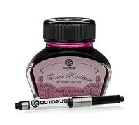 Octopus Fluids Cherry Blossom - Tinta de pluma estilográfica en colores pastel, Convertidor incluido, tinta de escritura en tintero, rosa 30 ml