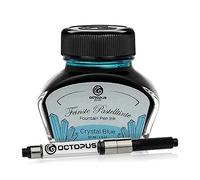 Octopus Fluids Crystal Blue - Tinta de pluma estilográfica en colores pastel, Convertidor incluido, Tinta de escritura en tinta, Azul 30 ml