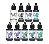 Octopus Fluids Resin Ink Set BLUE, Tinta de alcohol para colorear resina epoxi y resina UV, Alcohol Ink para Resin Art, 9x 30 ml