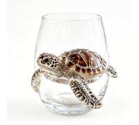 Octopus Glass, Artisanal Blue Ringed Octopus Glassware with 3D Ocean Design for Cocktails, Home Bar and Coastal Decor (Turtle)