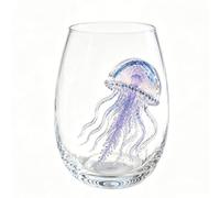 Octopus Glass, Artisanal Blue Ringed Octopus Glassware with 3D Ocean Design for Cocktails, Home Bar and Coastal Decor (Jellyfish)