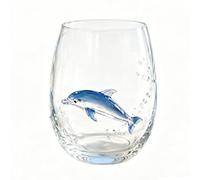 Octopus Glass, Artisanal Blue Ringed Octopus Glassware with 3D Ocean Design for Cocktails, Home Bar and Coastal Decor (Dolphin)