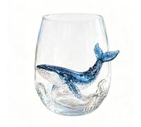 Octopus Glass, Blue Ringed Octopus Glassware, 3D Octopus Wine Glass for Cocktails, Home Bar and Coastal Decor (Whale)