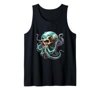 Octopus Graphic Halloween Sea Creature Horror Kraken Skull Camiseta sin Mangas