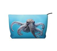 Octopus in The Sea - Bolsa de cosméticos de pana con estampado de pulpo en el mar, bolsa de almacenamiento impermeable de gran capacidad para artículos de, Black, Talla única