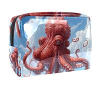 Octopus in The Sky - Bolsa de cosméticos grande para artículos de tocador, práctica bolsa de maquillaje, organizador de pulseras, Multicolor 3, 18.5x7.5x13cm/7.3x3x5.1in