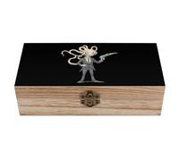 Octopus Monster Alien - Caja de almacenamiento de madera para tesoros, 7.9 x 3.7 x 2.3 pulgadas, cajas de recuerdo con tapa con bisagras y cierre frontal