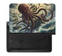 Octopus Monster Storm Waves and Sailors Ship Funny Passport Holder Wallet Cover Slim Travel Document Organizer with Card Slot for Women Men, Estilo:, Talla única, MHXYZHW