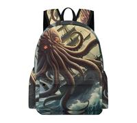 Octopus Monster Storm Waves And Sailors Ship Linda mochila de viaje ligera casual mochila para laptop para hombres y mujeres con estampado gráfico